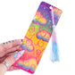 Rainbow holographic clouds bookmark with tassel – colorful laminated handmade gift for readers