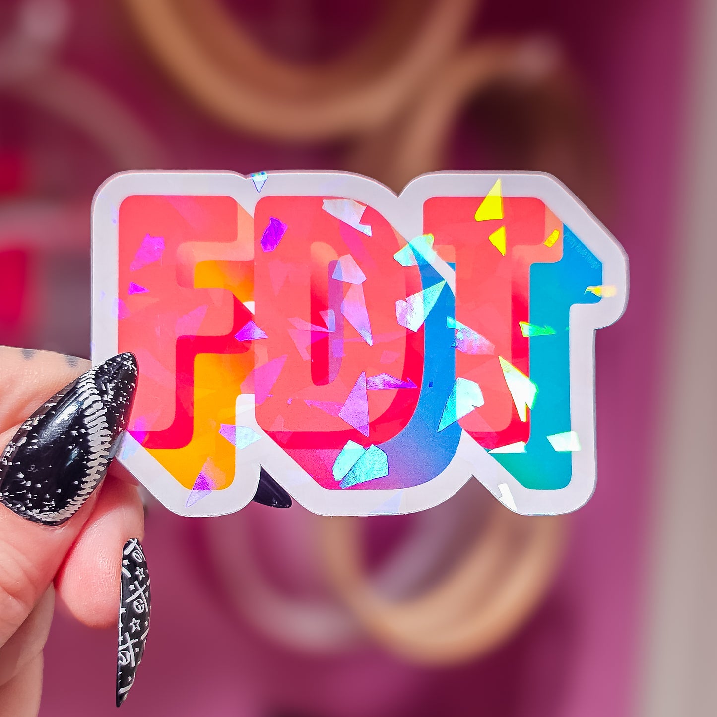 FDT, Fuck Donald Trump Holographic Sticker 3 x 2 in.