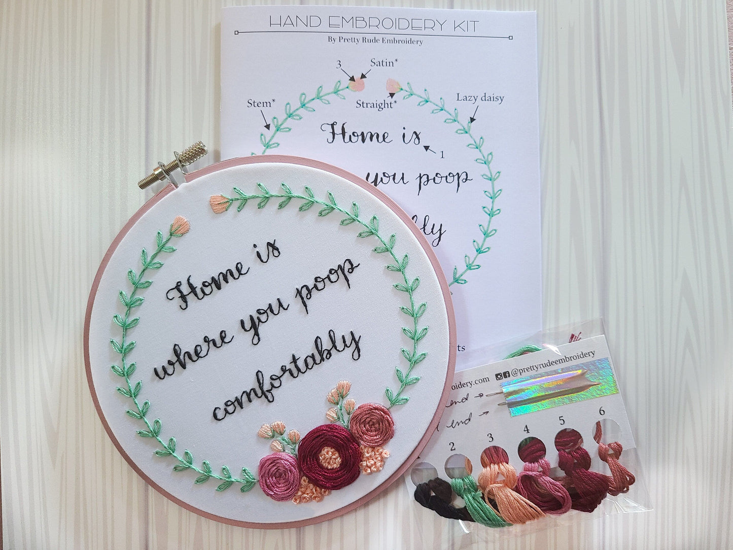 Digital Embroidery Pattern - Home Is Where You Poop Comfortably - Beginner Friendly