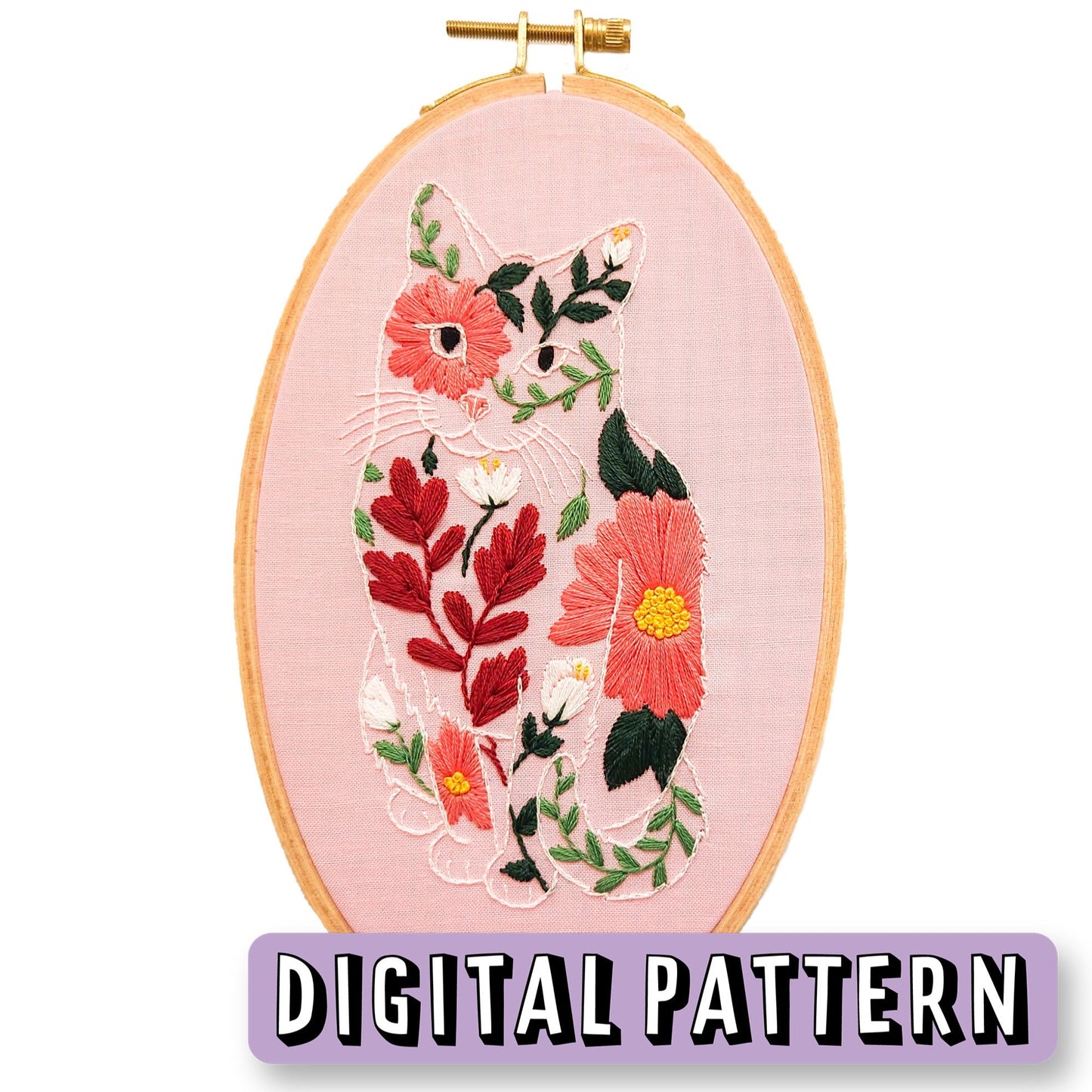 Digital Embroidery Pattern - Poppy Cat Flower