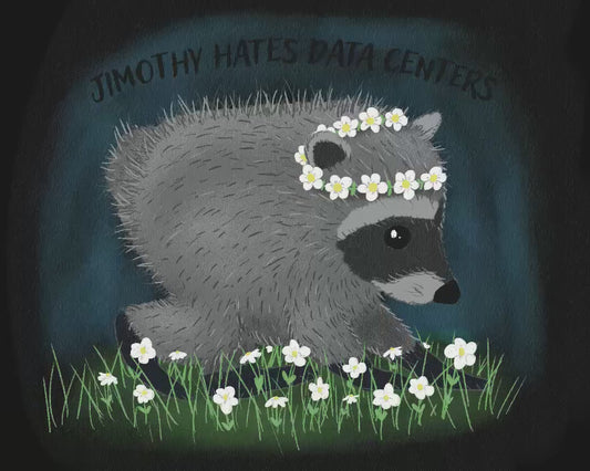 Jimothy The Raccoon Hates Data Centers Sticker