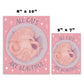 Two square wall art prints showing the same pink cat illustration with the text 'ALL CATS ARE BEAUTIFUL' and size labels '8" x 10"' and '5" x 7"' on a white background.