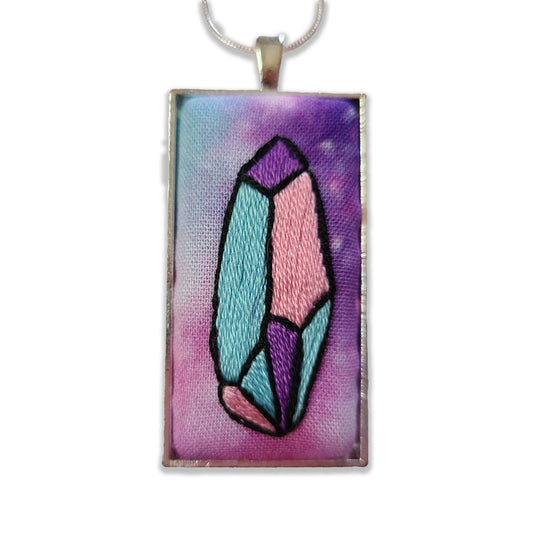 Embroidered Colorful Cosmic Crystal Necklace