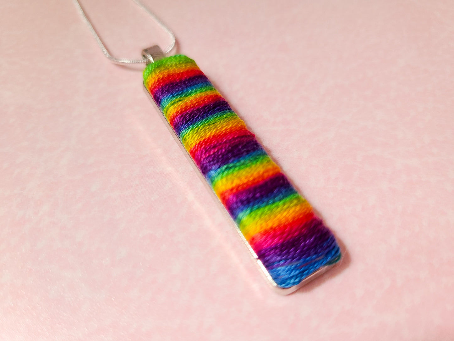 Embroidered Rainbow Necklace