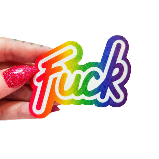 Lisa Frank Inspired "Fuck" Iron On Fabric Patch, 3 in.