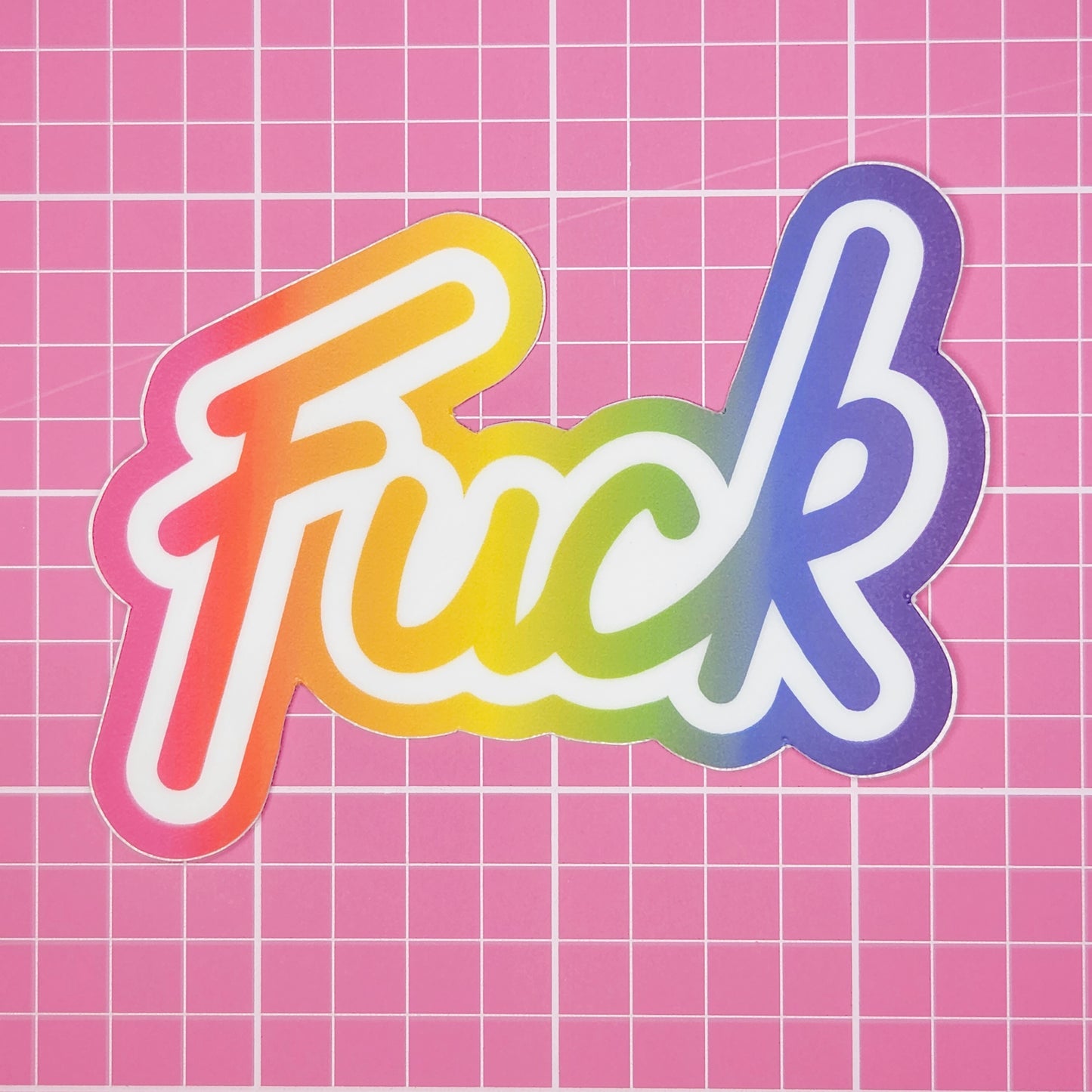 Lisa Frank Inspired "Fuck" Holographic Sticker, 2.75 x 3 in.