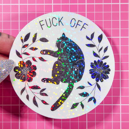 Fuck Off Cat Butthole Sticker, 3 in.