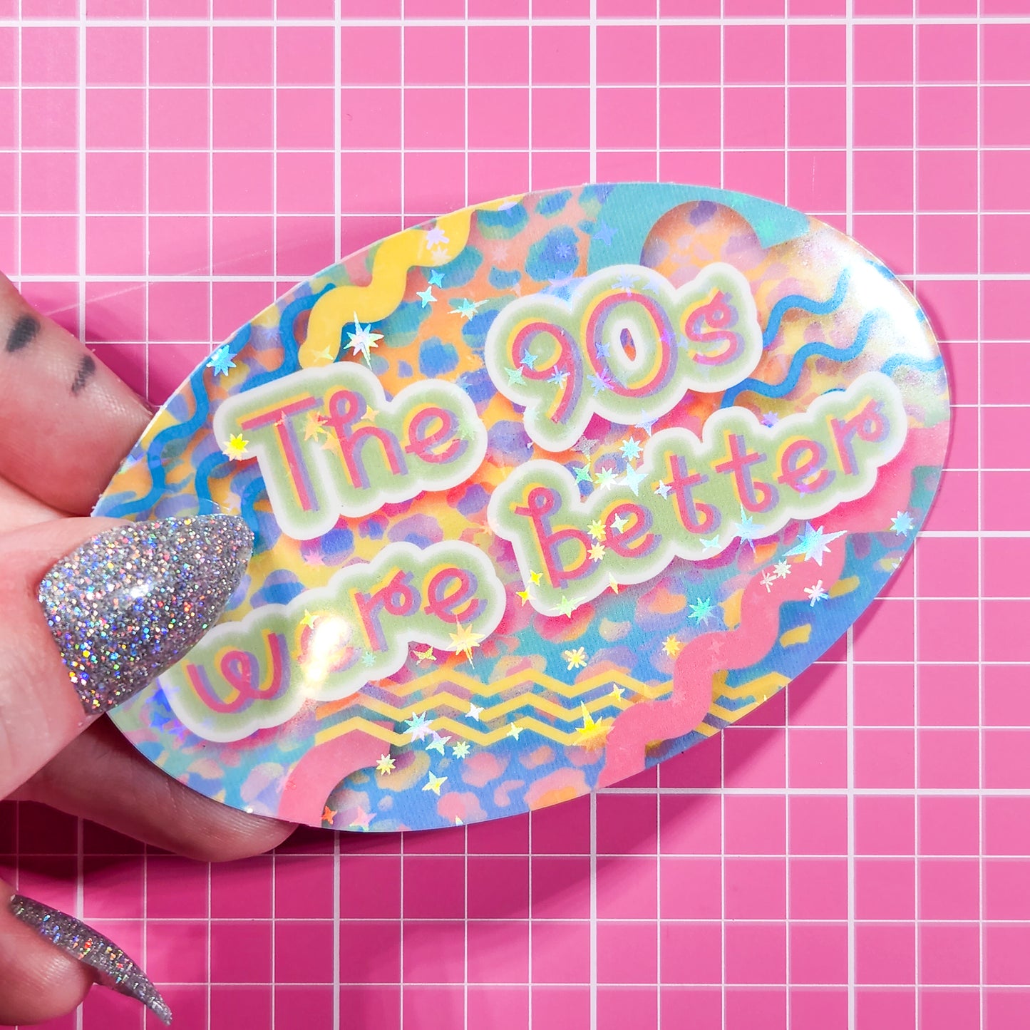 "The 90s were better" Holographic Sticker, 3.5x2.25 in.