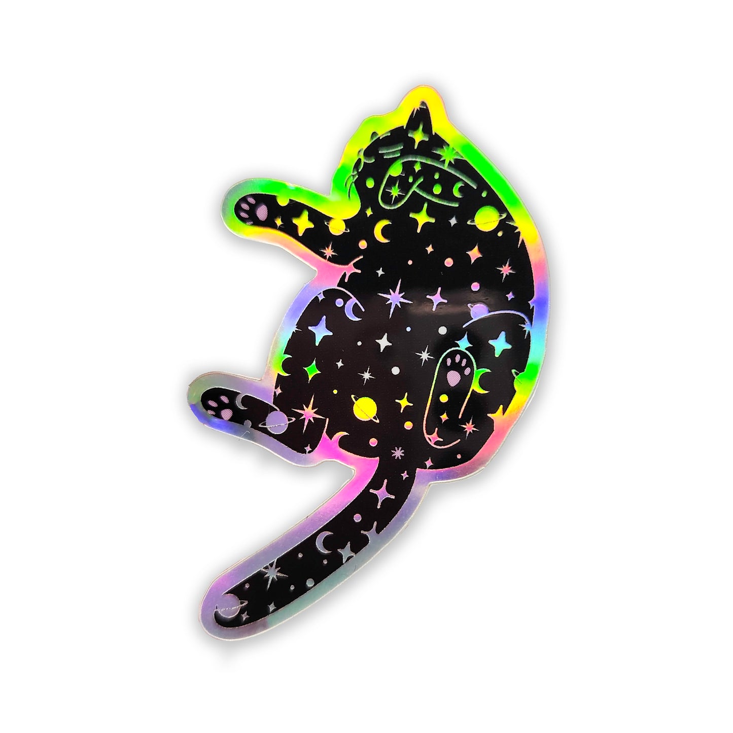 Holographic Outer Space Cat Sticker