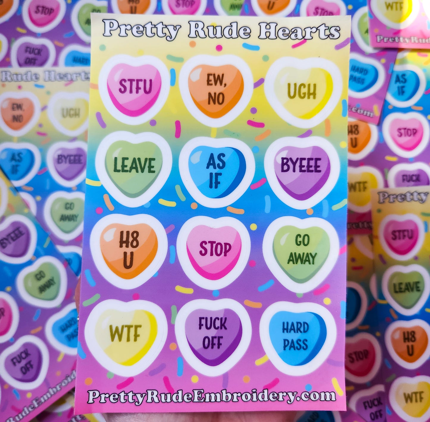 Candy Hearts Sticker Sheet, 4 x 6 in.