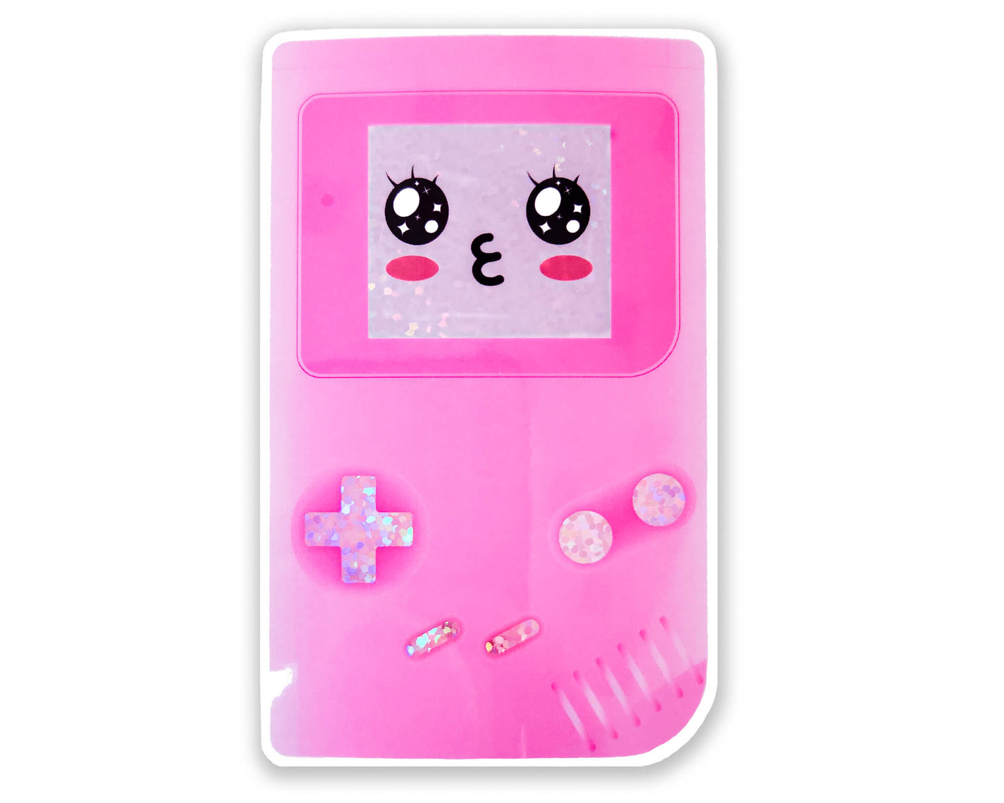 Pink Kawaii Gameboy Holographic Sticker, 2.4 x 4"