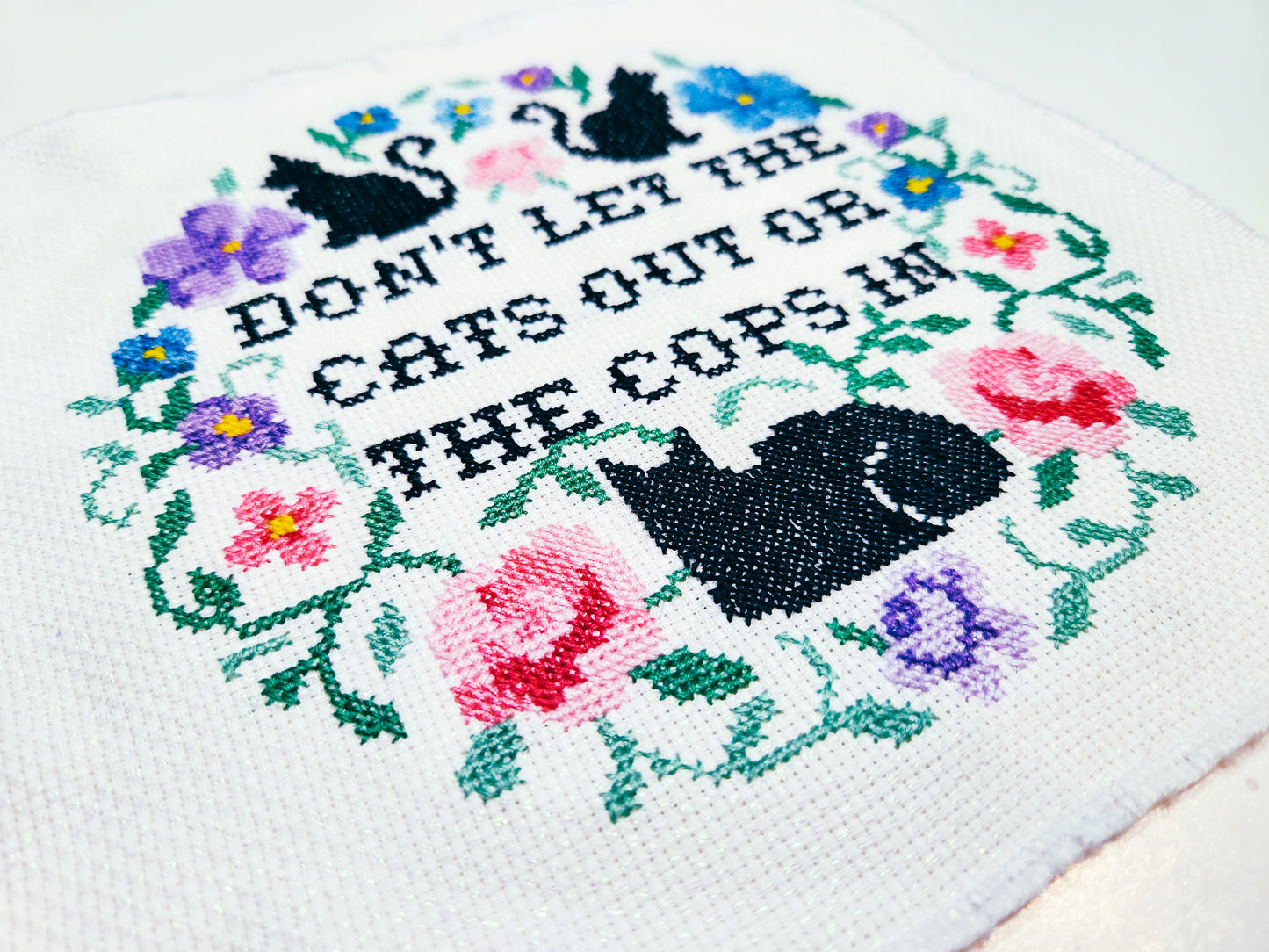 Digital Cross Stitch Pattern - Don't Let The Cats Out Or The Cops In