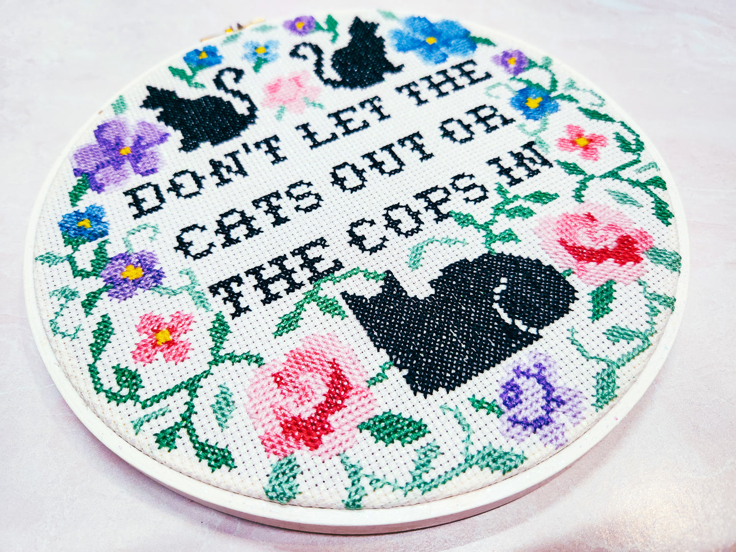 Digital Cross Stitch Pattern - Don't Let The Cats Out Or The Cops In