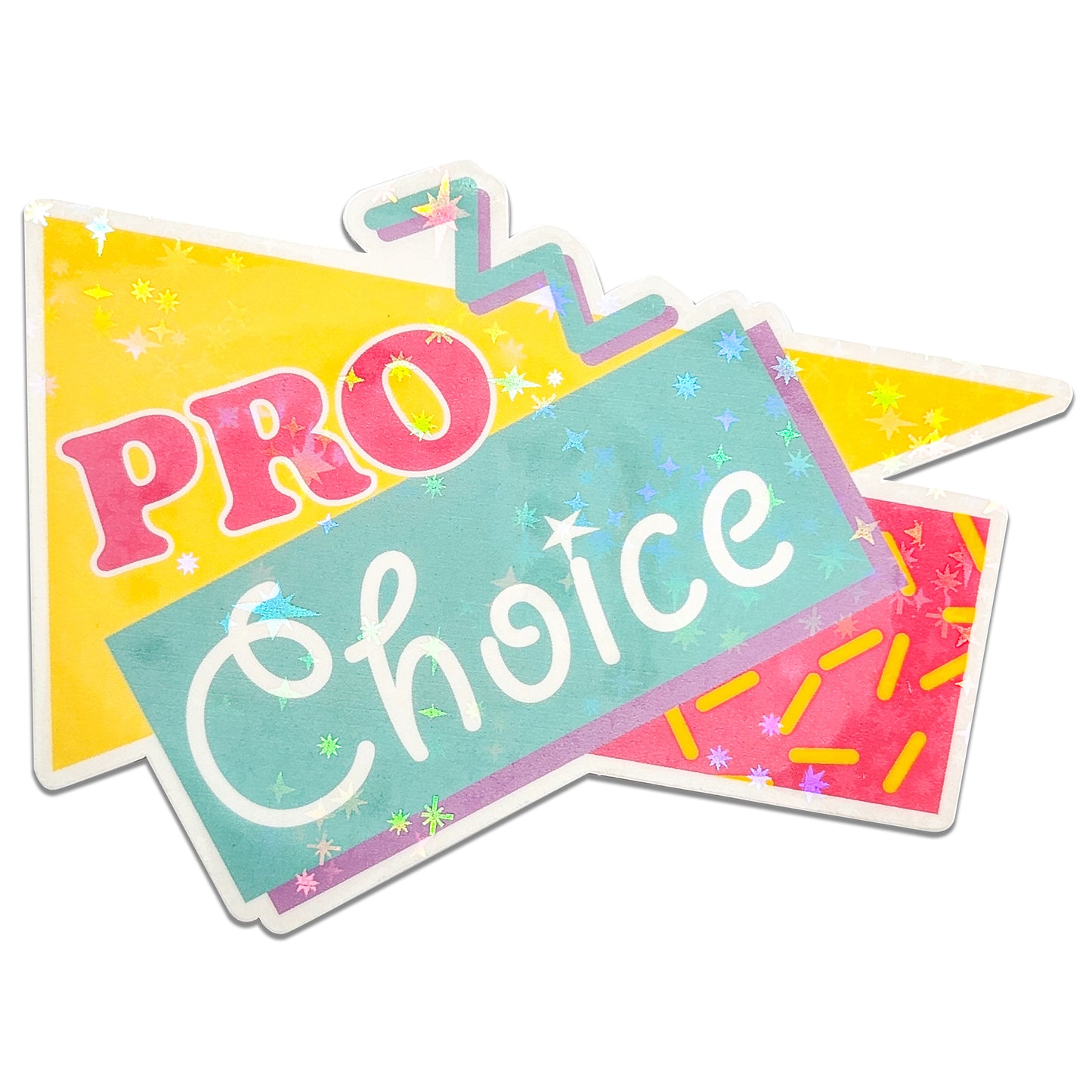 90s Pro Choice Holographic Sticker, 3.25x2.25 in.