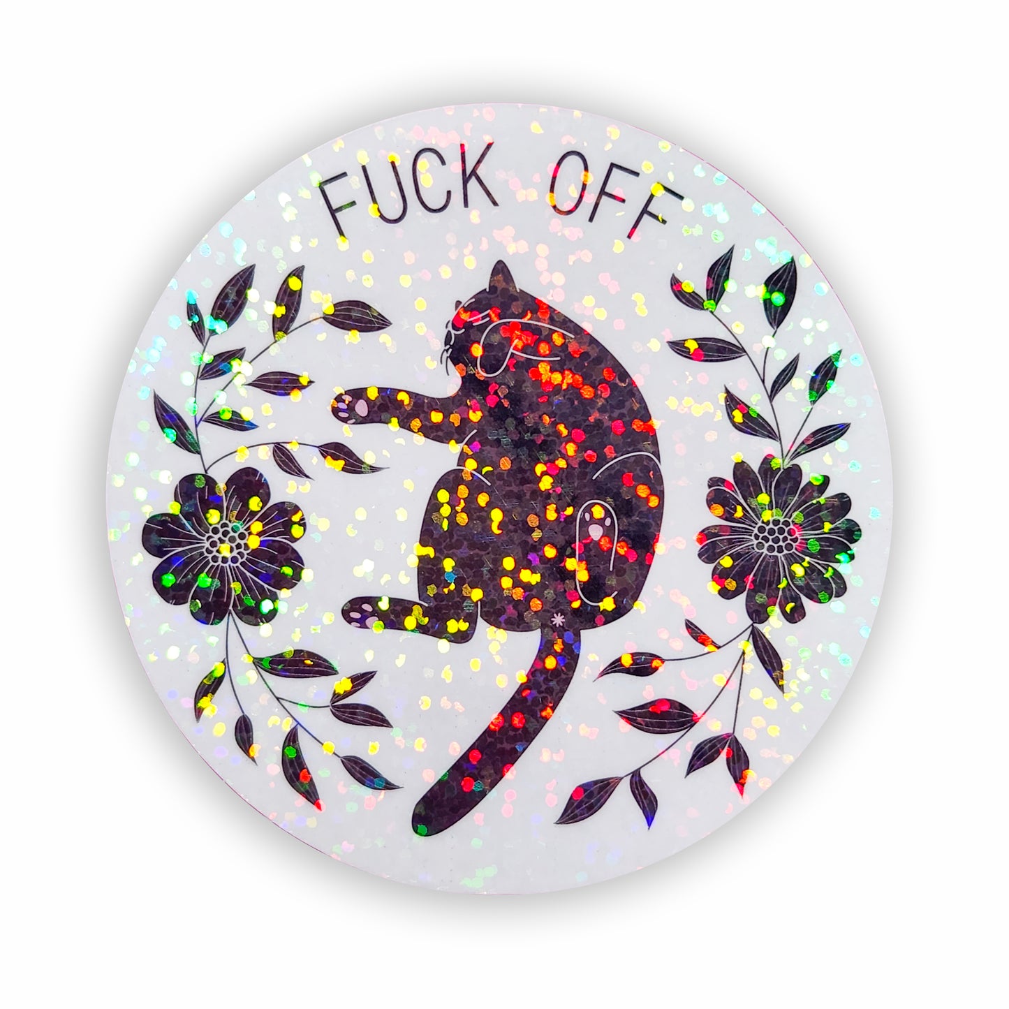 Fuck Off Cat Butthole Sticker, 3 in.