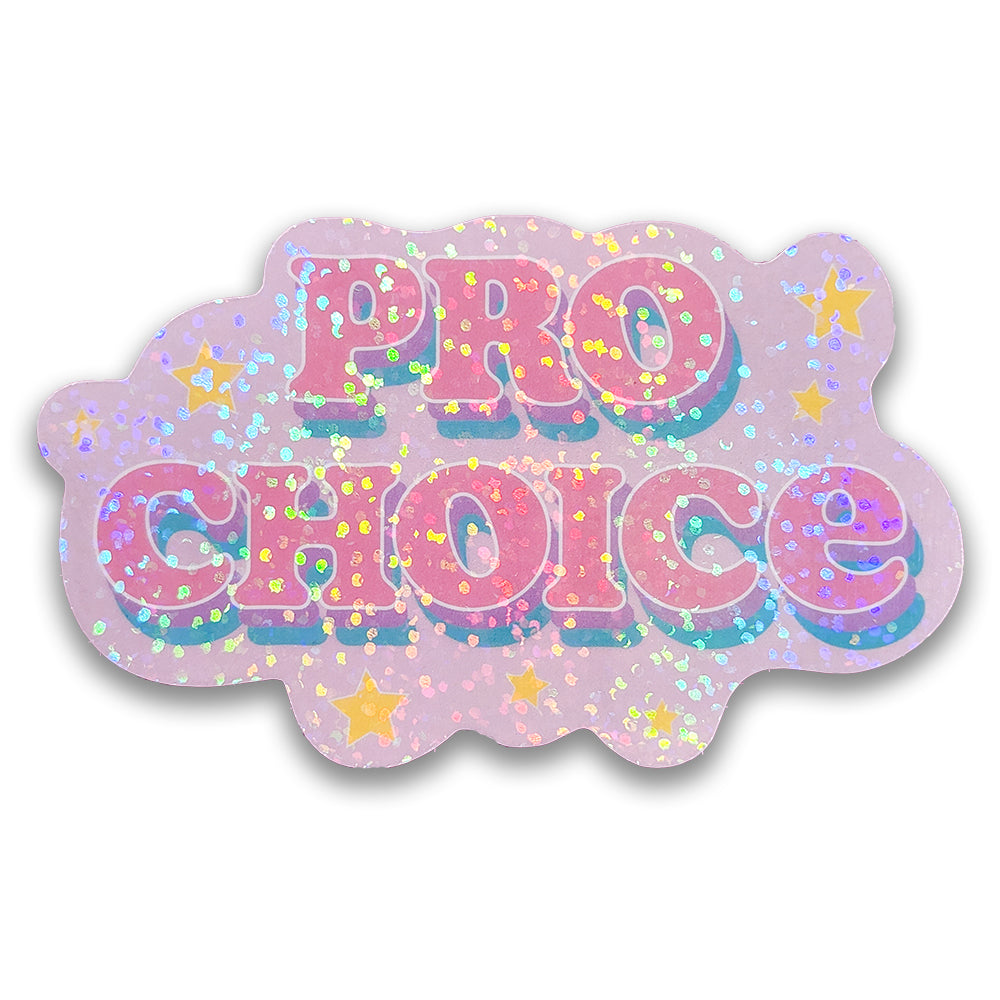 Pastel Cloud Pro Choice Holographic Sticker, 3.5 x 2 in.