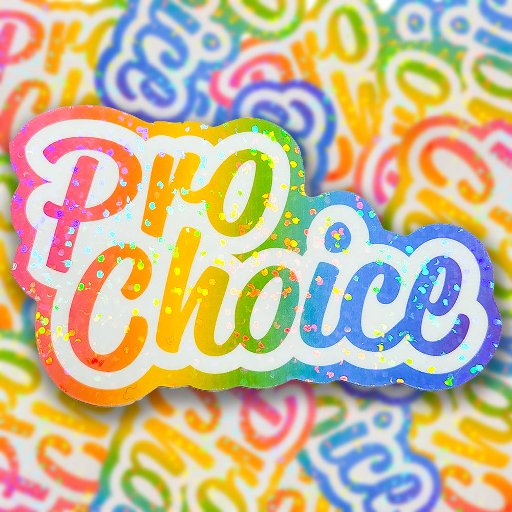 Pro Choice Lisa Frank Inspired Sticker, 3.25x2 in.