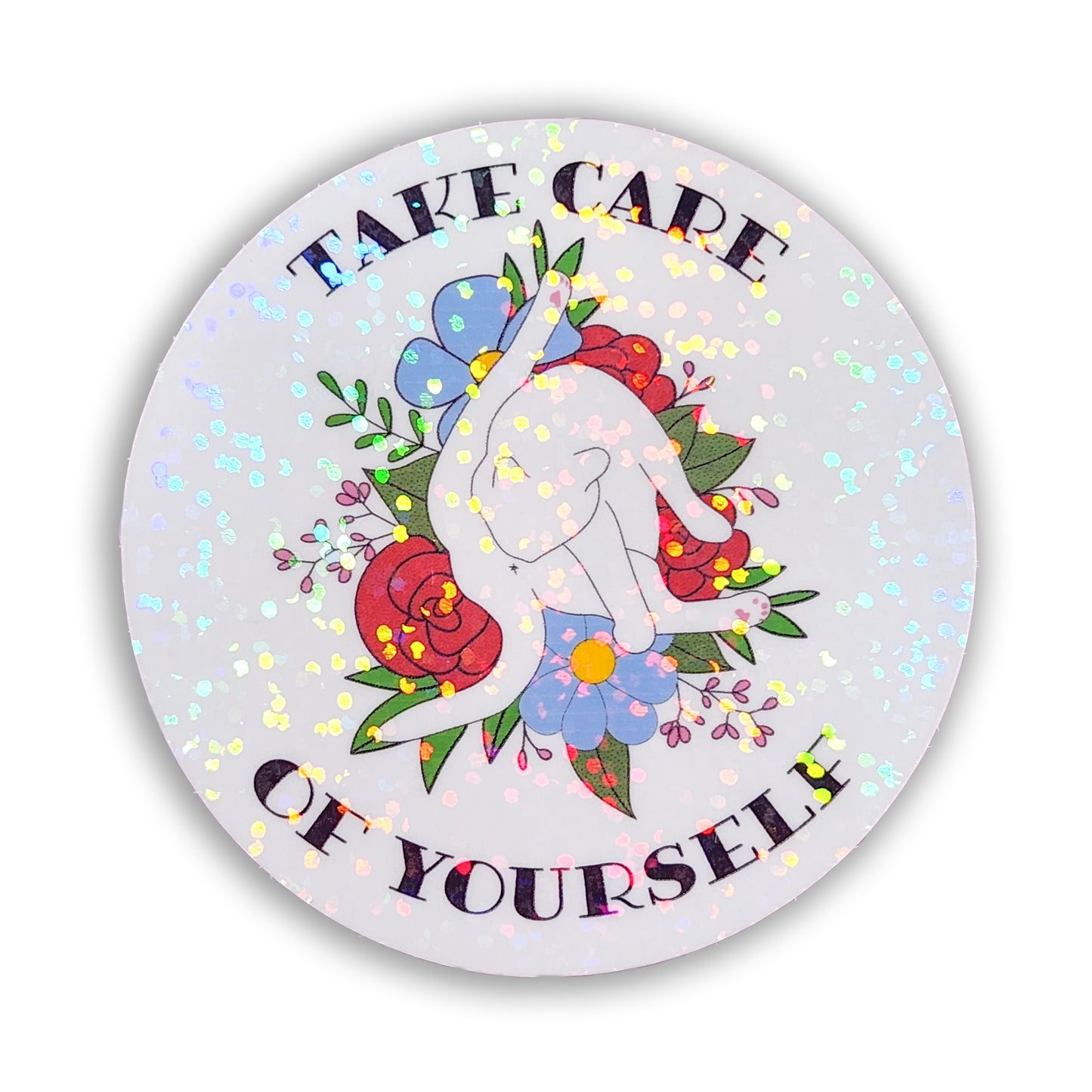 Take Care of Yourself Cat Sticker, 2.5in.