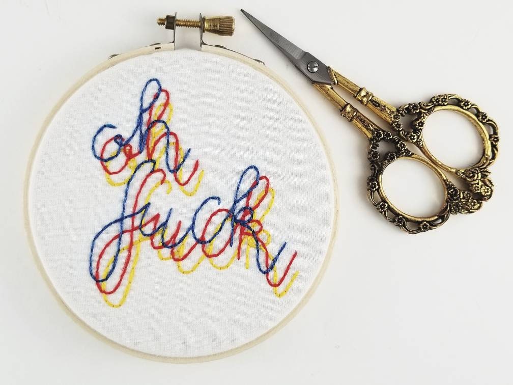 Primary Colors "oh fuck" Embroidery Kit - Beginner