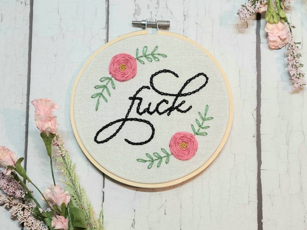 Monochrome "Fuck" Finished Embroidery - Made to Order