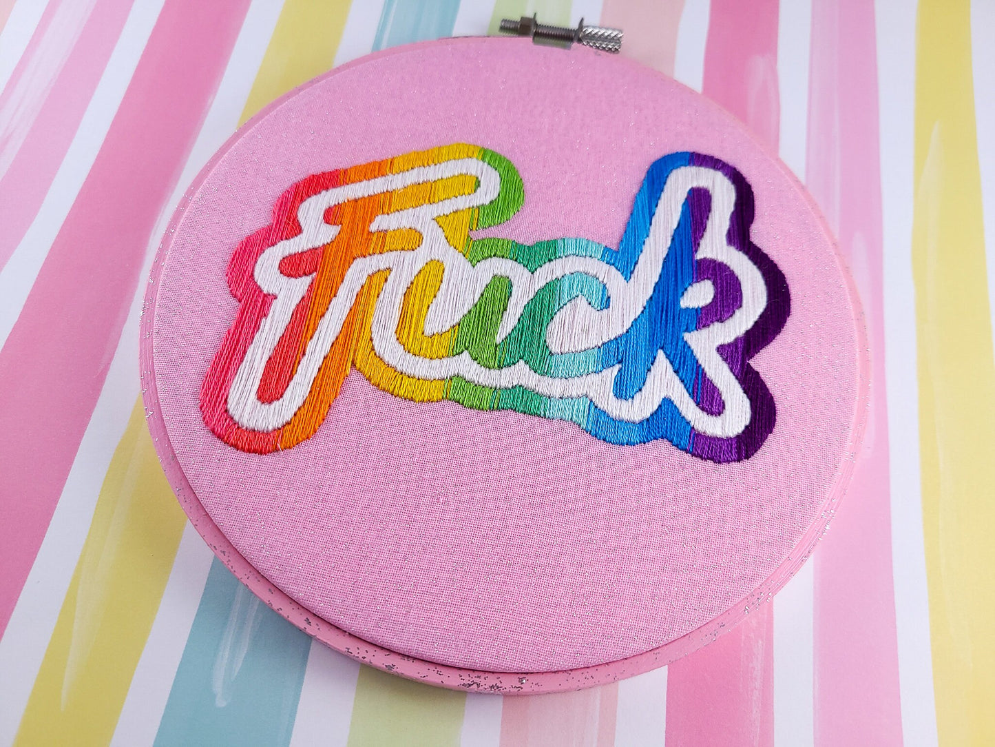 6" Lisa Frank Inspired "fuck" Embroidery Kit