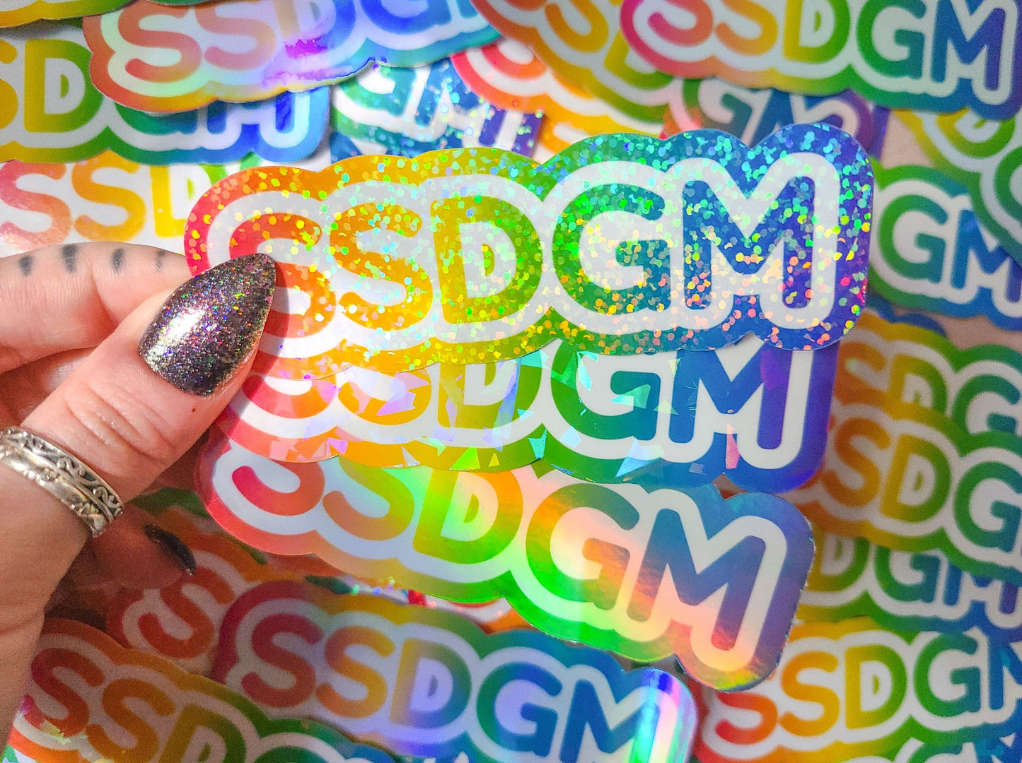 My Favorite Murder SSDGM Holographic Sticker, 3.5x1.25 in.