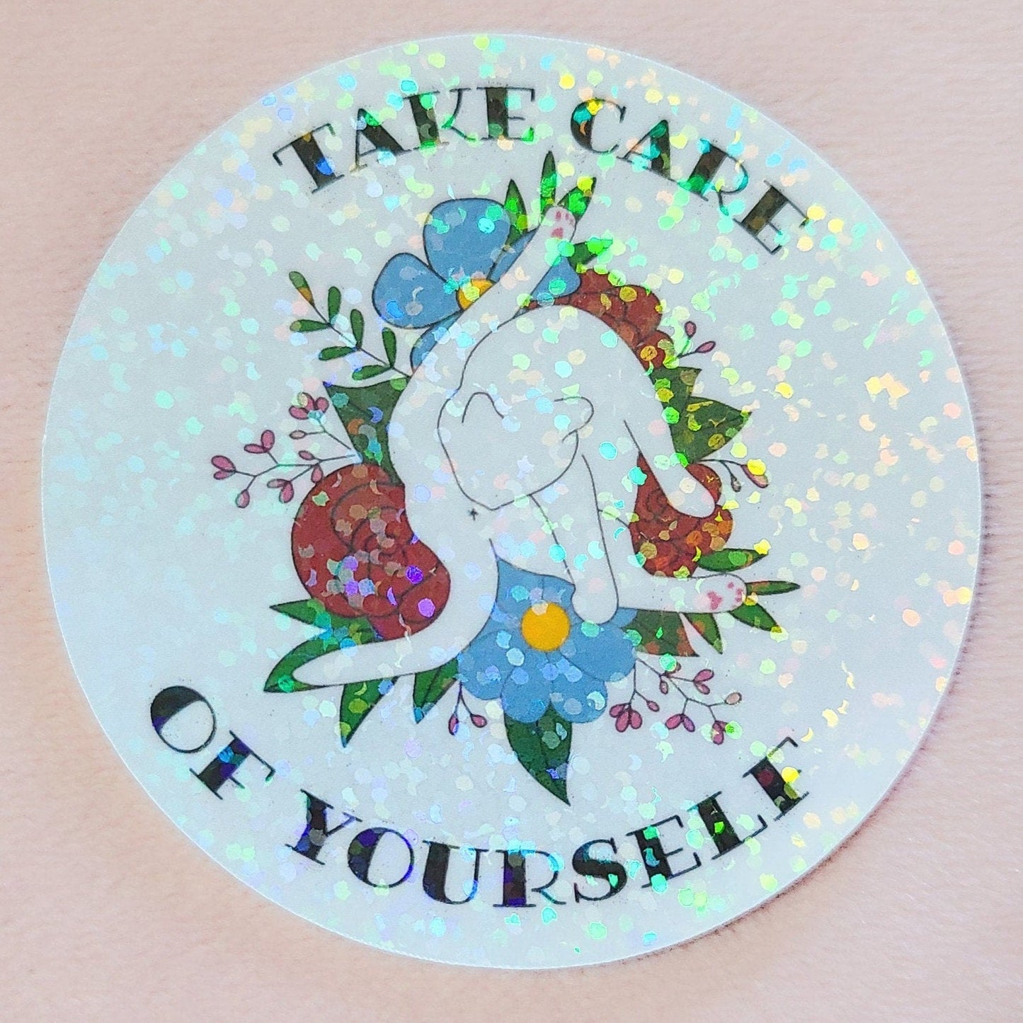 Take Care of Yourself Cat Sticker, 2.5in.