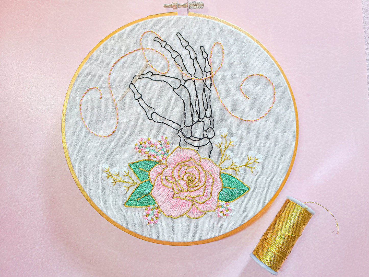 Skeleton Hand Digital Embroidery Pattern