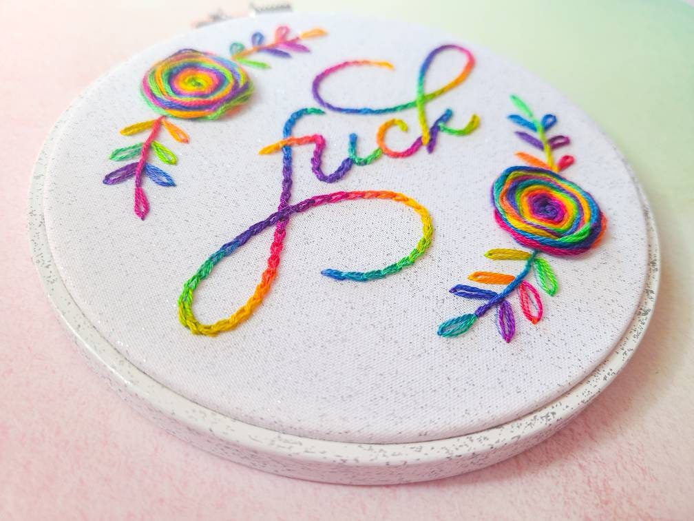 Rainbow "Fuck" Hand Embroidery - Made to Order