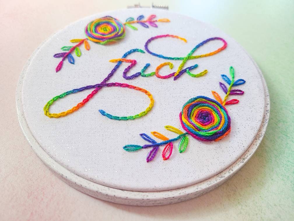 Rainbow "Fuck" Hand Embroidery - Made to Order