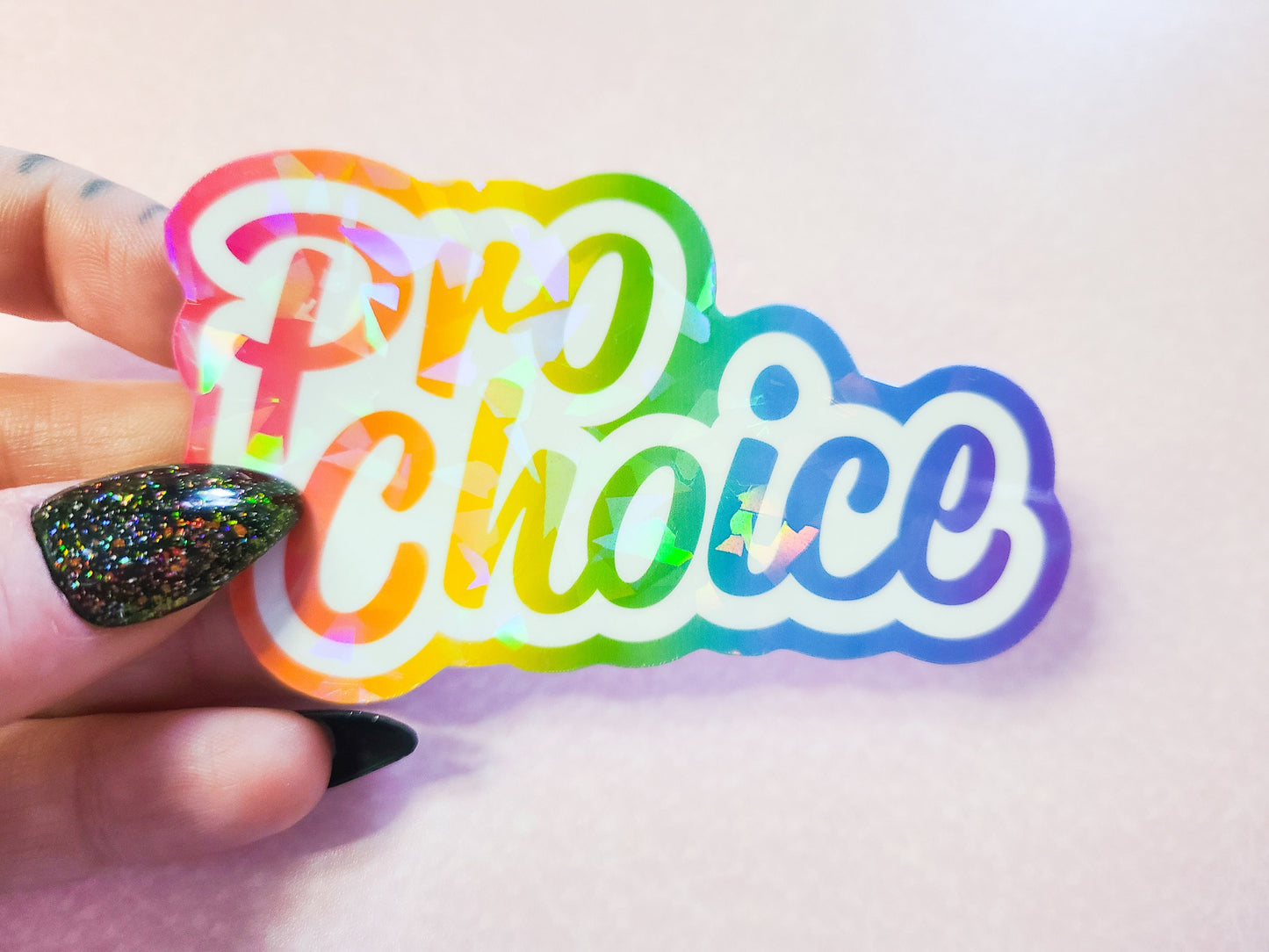 Pro Choice Lisa Frank Inspired Sticker, 3.25x2 in.