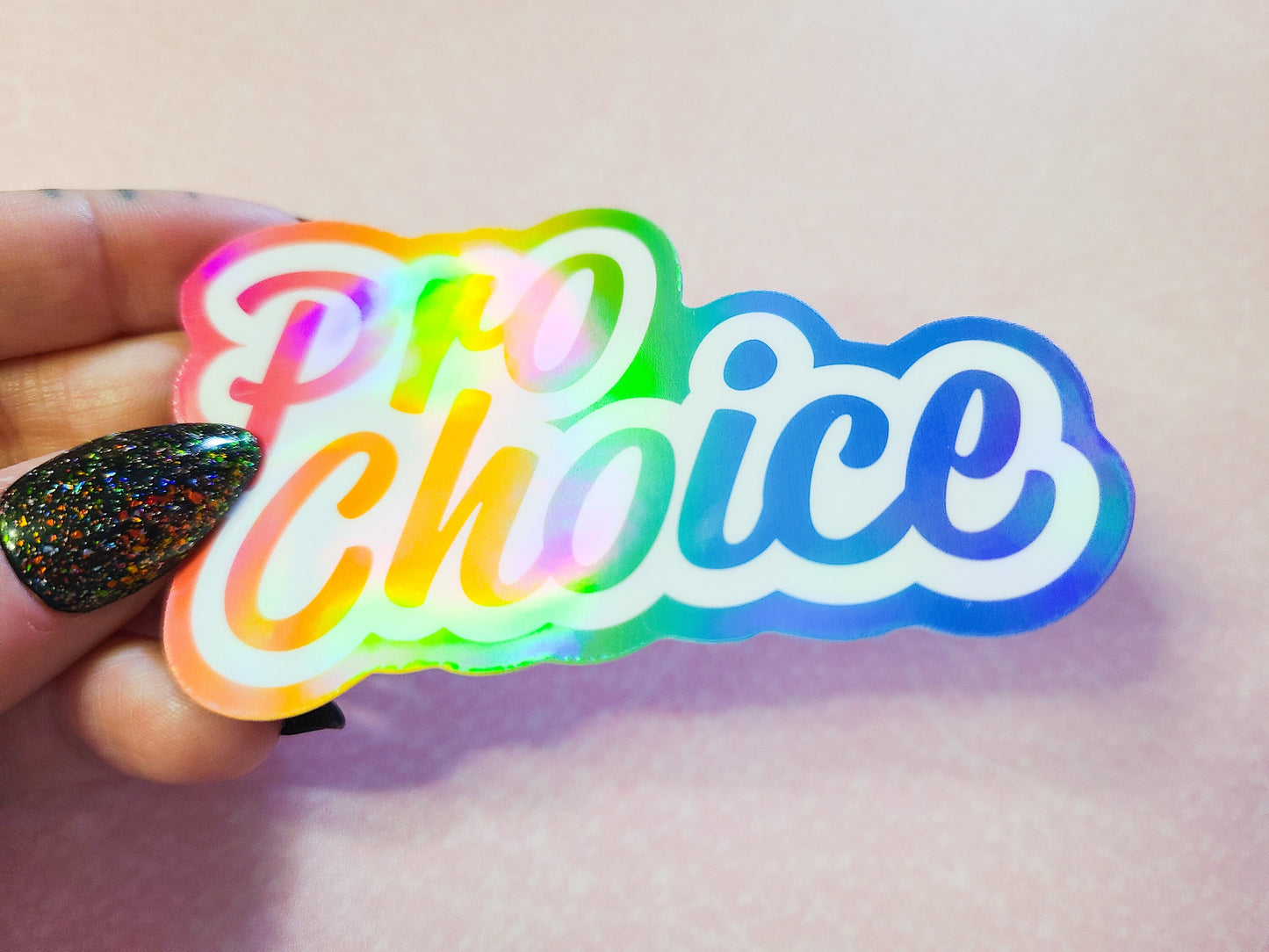 Pro Choice Lisa Frank Inspired Sticker, 3.25x2 in.