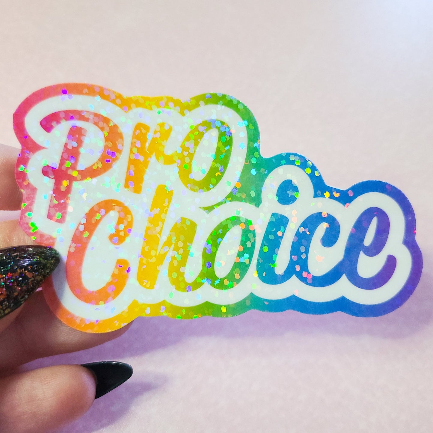 Pro Choice Lisa Frank Inspired Sticker, 3.25x2 in.