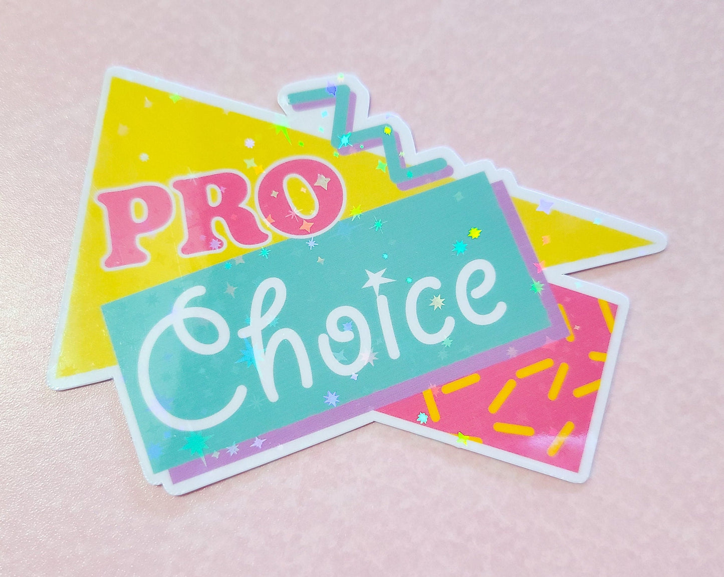 90s Pro Choice Holographic Sticker, 3.25x2.25 in.