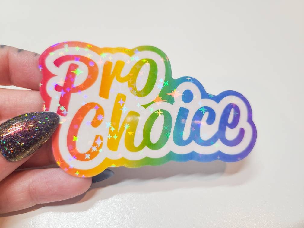 Pro Choice Lisa Frank Inspired Sticker, 3.25x2 in.