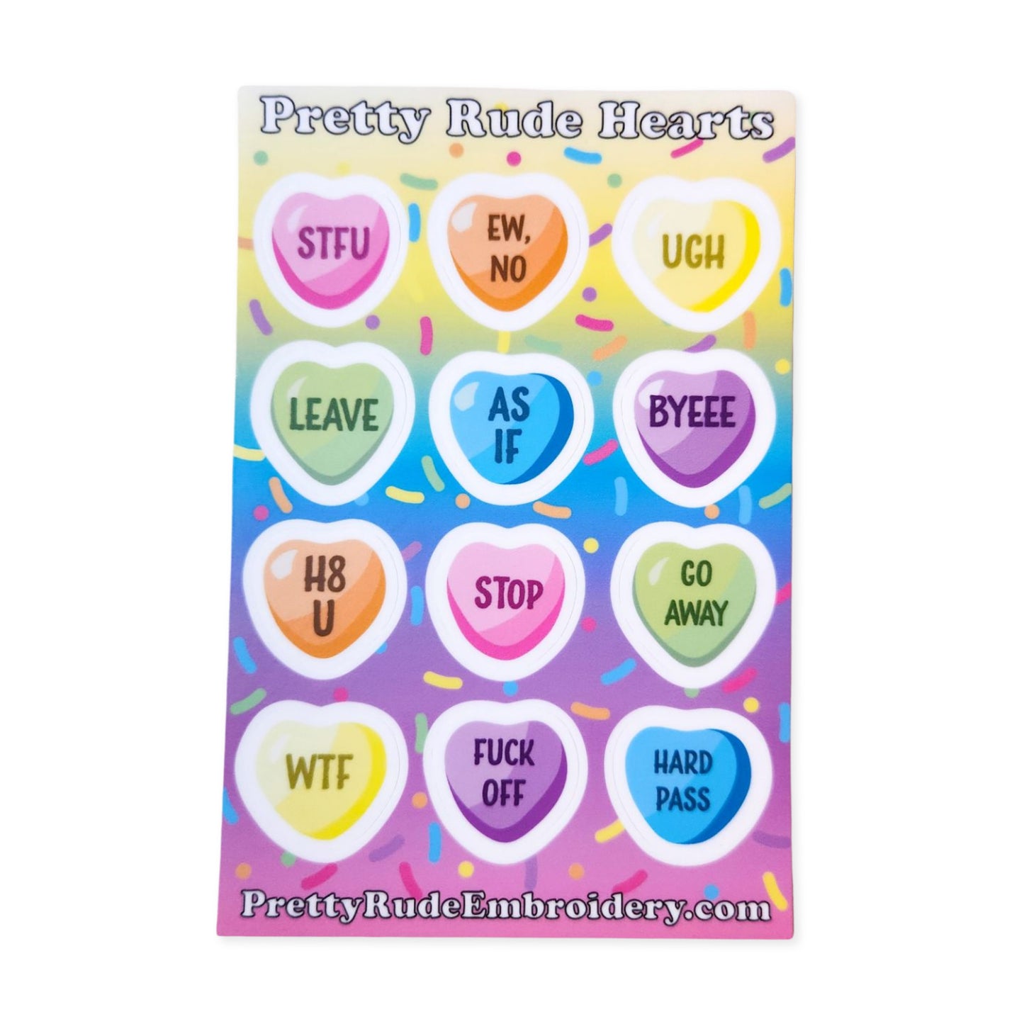 Candy Hearts Sticker Sheet, 4 x 6 in.