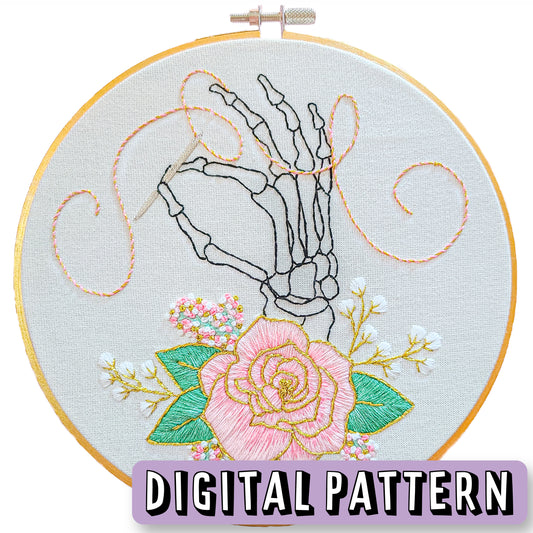 Skeleton Hand Digital Embroidery Pattern