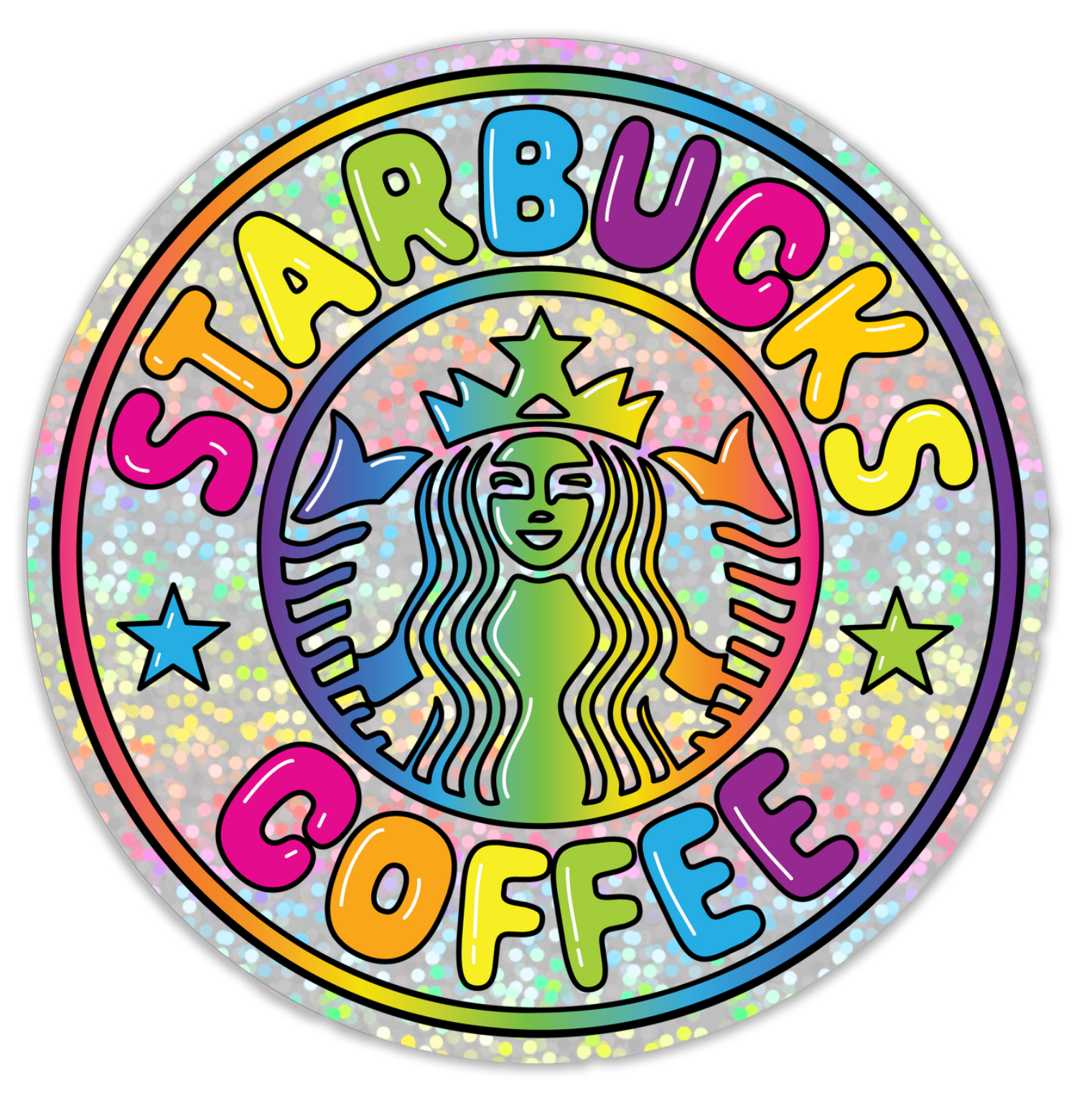 Lisa Frank Inspired Holographic Starbucks Sticker, 3in. – Pretty Rude ...